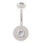 Silver 14G Braided Cubic Zirconia Halo Belly Ring,
