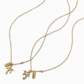 JAM + RICO x Claire&#39;s 18k Yellow Gold Plated Best Friends &#39;Sun&#39; &amp; &#39;Shine&#39; Pendant Necklace - 2 Pack ,