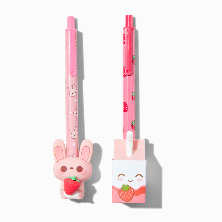 Strawberry Milk &amp; Bunny Ballpoint Pen Set - 2 Pack,