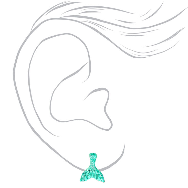 Mermaid Tail Stud Earrings - Turquoise,