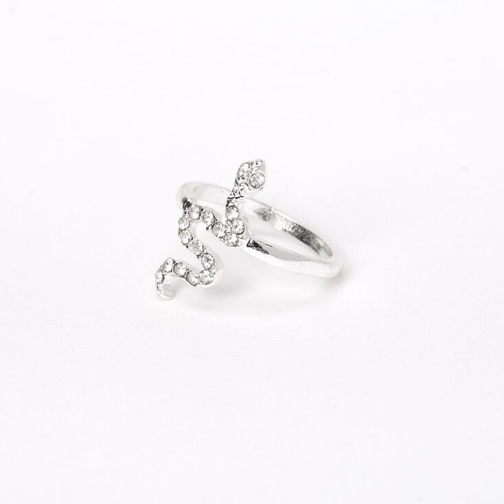 Silver Embellished Snake Midi Ring,
