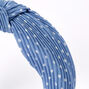 Polka Dot Pleated Knotted Headband - Blue,