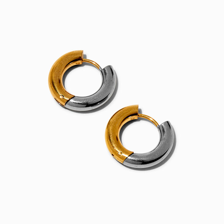 Mixed Metal Stainless Steel Clicker Hoop Earrings,