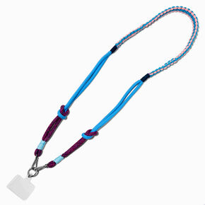 Blue &amp; Purple Patterned Crossbody Phone Lanyard,