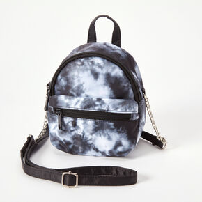 Black &amp; White Tie Dye Mini Backpack Crossbody Bag,