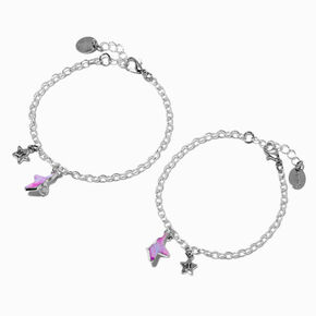 Best Friends Silver-tone Split Star Charm Bracelets - 2 Pack,
