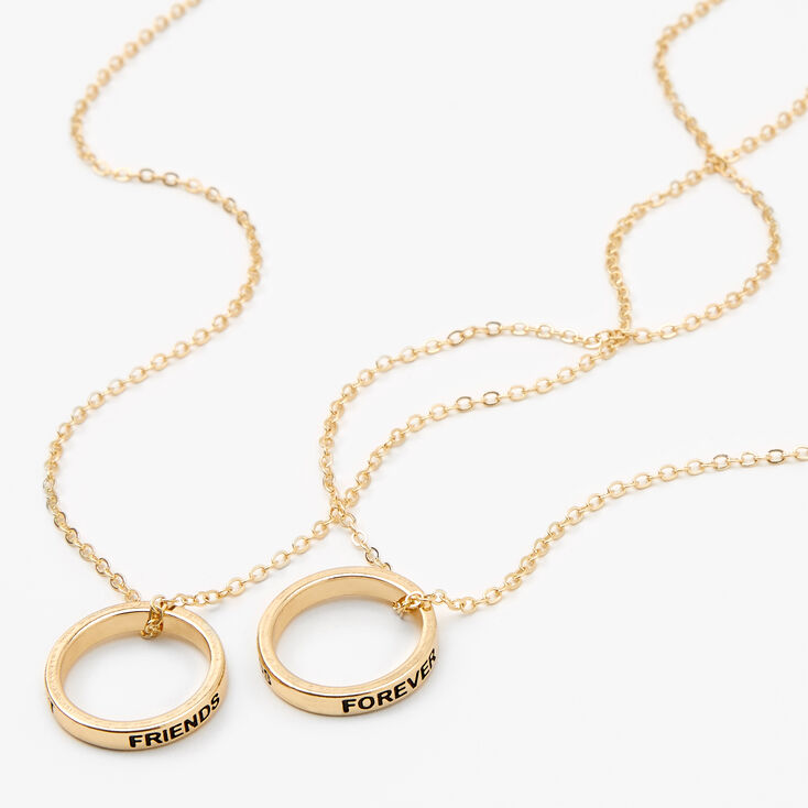 Best Friends Gold Ring Pendant Necklaces - 2 Pack,