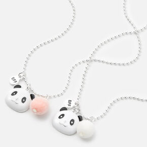 Best Friends Pom Pom Panda Pendant Necklaces - 2 Pack,