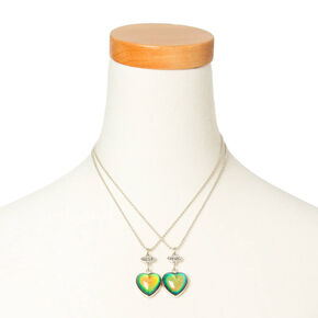 Best Friends Glitter Mood Heart Pendant Necklaces,