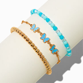 Blue Ombr&eacute; Butterfly Bracelet Set - 3 Pack,