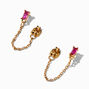 C LUXE by Claire&#39;s 18k Yellow Gold Plated Fuchsia Cubic Zirconia Baguette Front &amp; Back Stud Earrings,