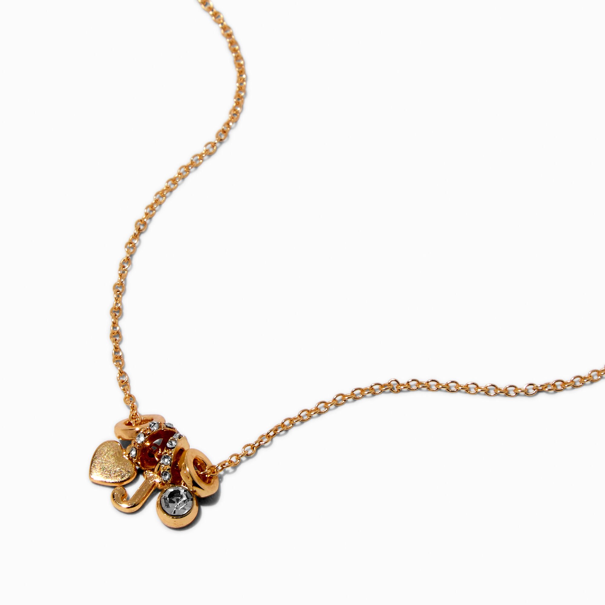 Gold-tone Initial Charm Pendant Necklace - J,