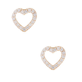 Sterling Silver Cubic Zirconia Stud Heart Earrings,