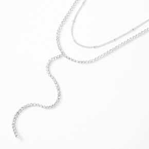 Silver Ball Chain Y-Neck Multi Strand Necklace,