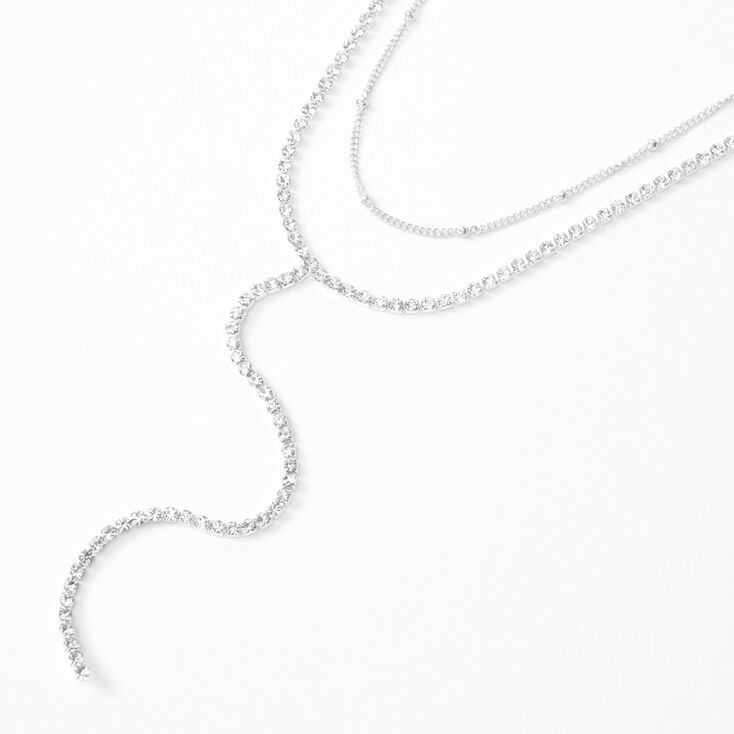 Silver Ball Chain Y-Neck Multi Strand Necklace,