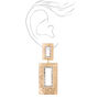 Gold 3&quot; Open Rectangle Baguette Rhinestone Drop Earrings,