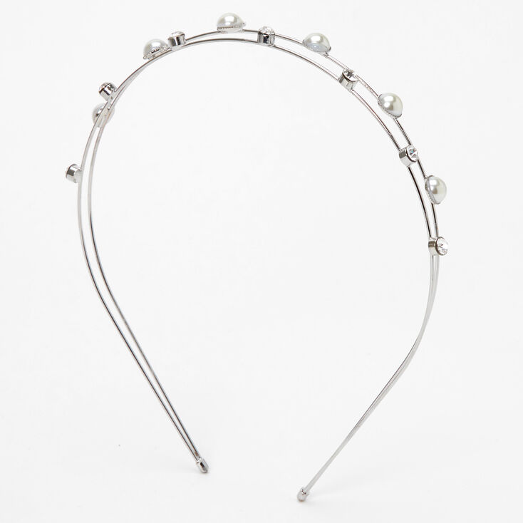 Silver Double Row Embellished Headband,