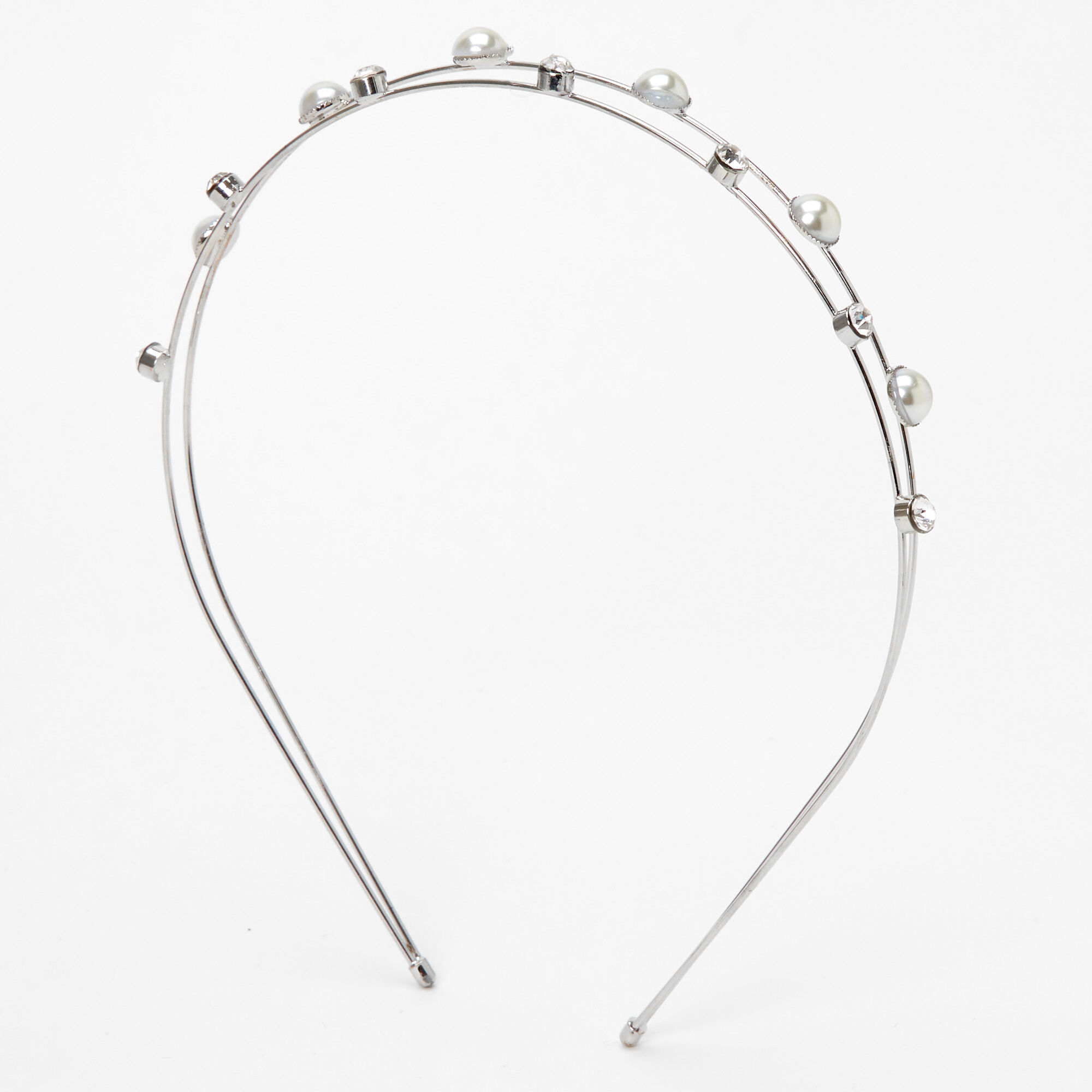 View Claires Double Row Embellished Headband Silver information