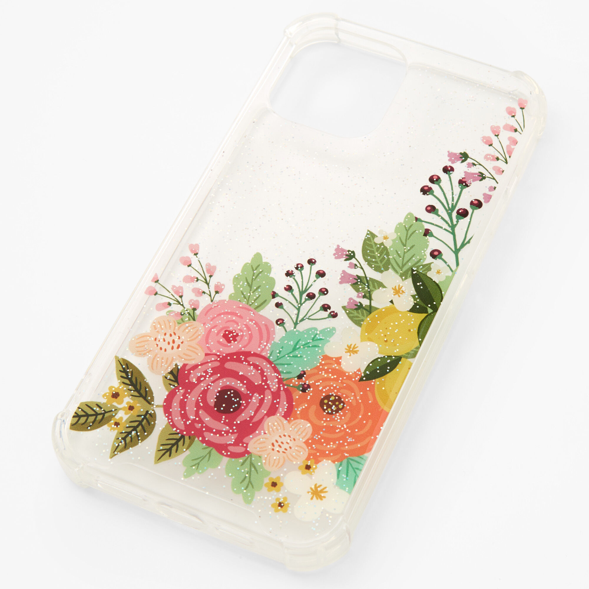 Clear Glitter Floral Phone Case - Fits iPhone® 12 Pro Max,