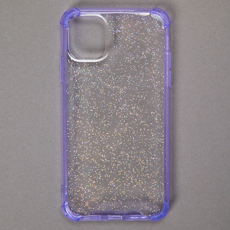 Clear Lavender Glitter Protective Phone Case - Fits iPhone 11,