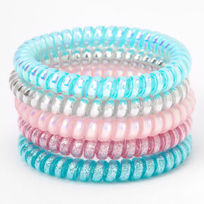 Claire&#39;s Club Spiral Hair Ties - Blue, 5 Pack,