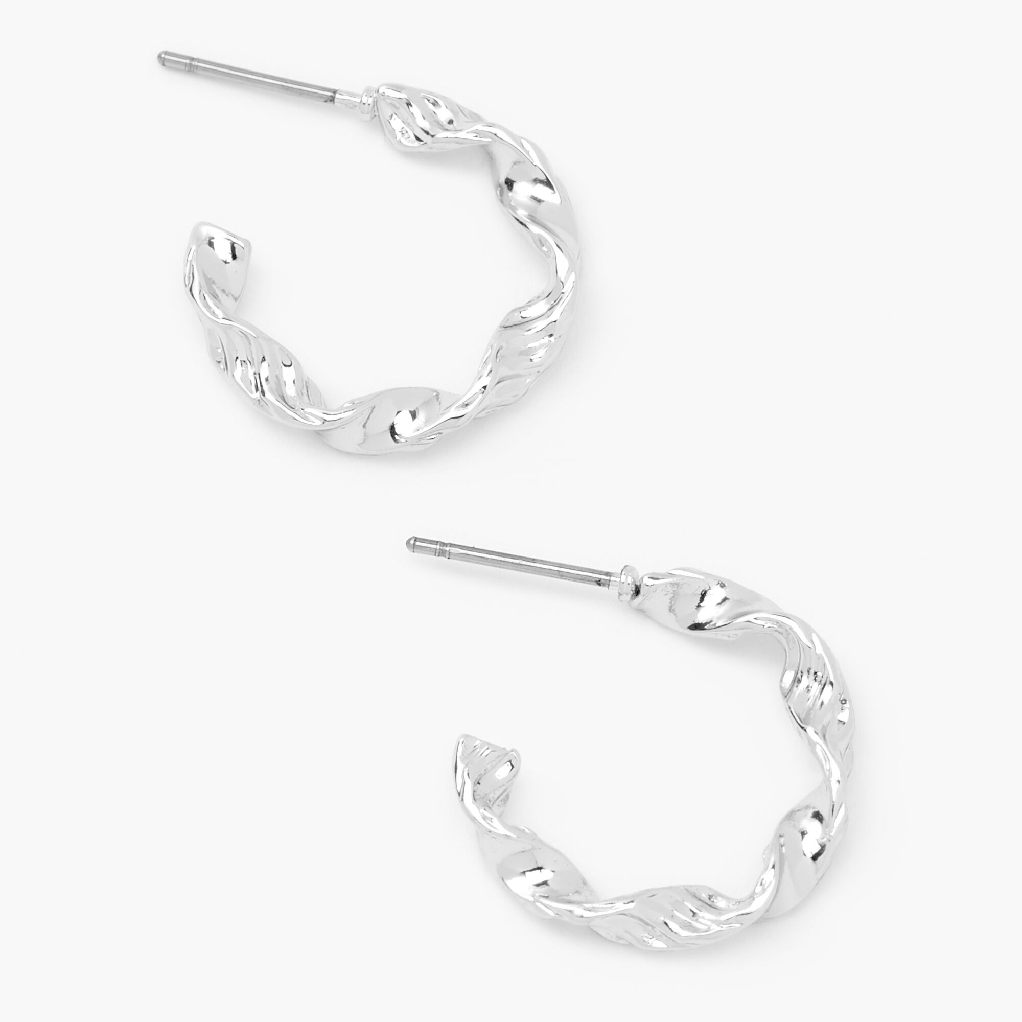 View Claires 20MM Twisted Hoop Earrings Silver information