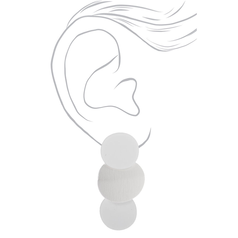 Silver 1.5" Satin Disc Drop Earrings,