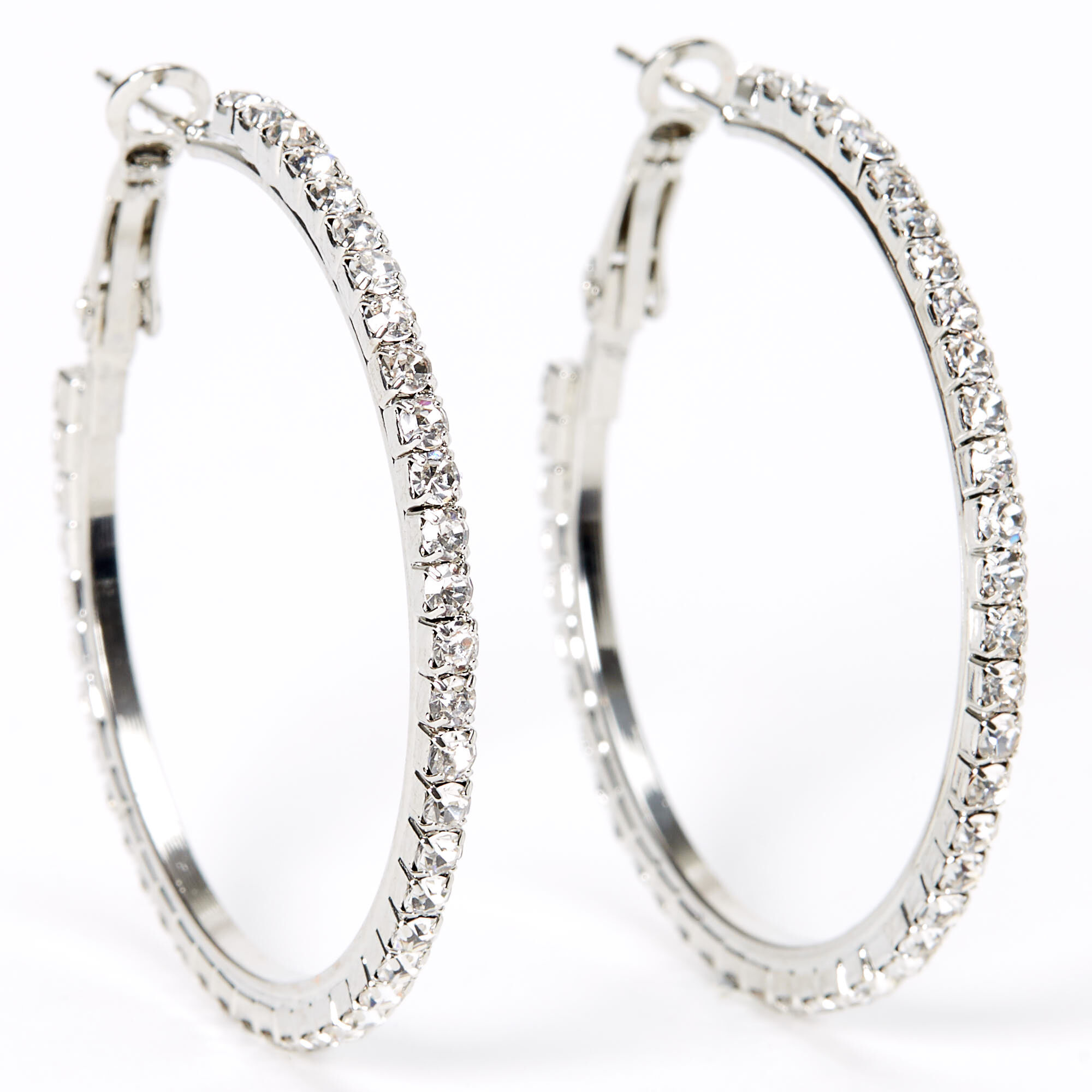 Glitter Hoop Earrings in Sterling Silver
