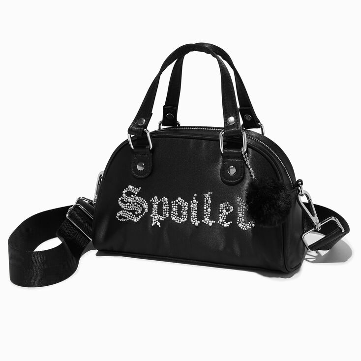 &quot;Spoiled&quot; Embellished Black Crossbody Satchel,