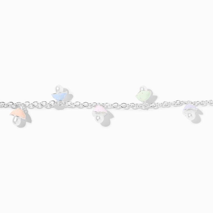Pastel Rainbow Mushroom Pearl Charm Bracelet,