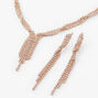 Rose Gold Twisted Fringe 16&quot; Necklace &amp; 3&quot; Drop Earrings Jewelry Set,