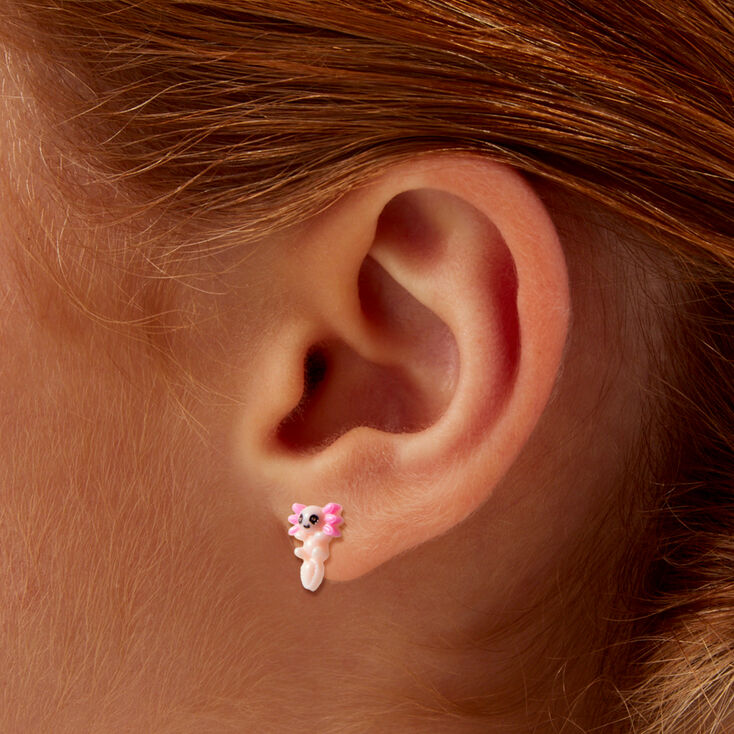 Clous d&#39;oreilles axolotls roses,