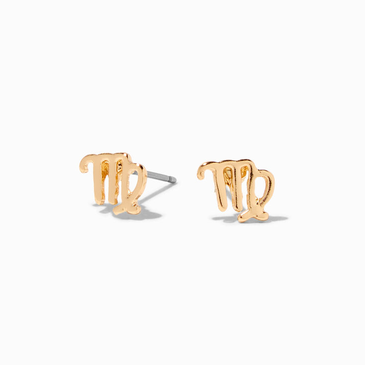 Gold Zodiac Stud Earrings - Virgo,