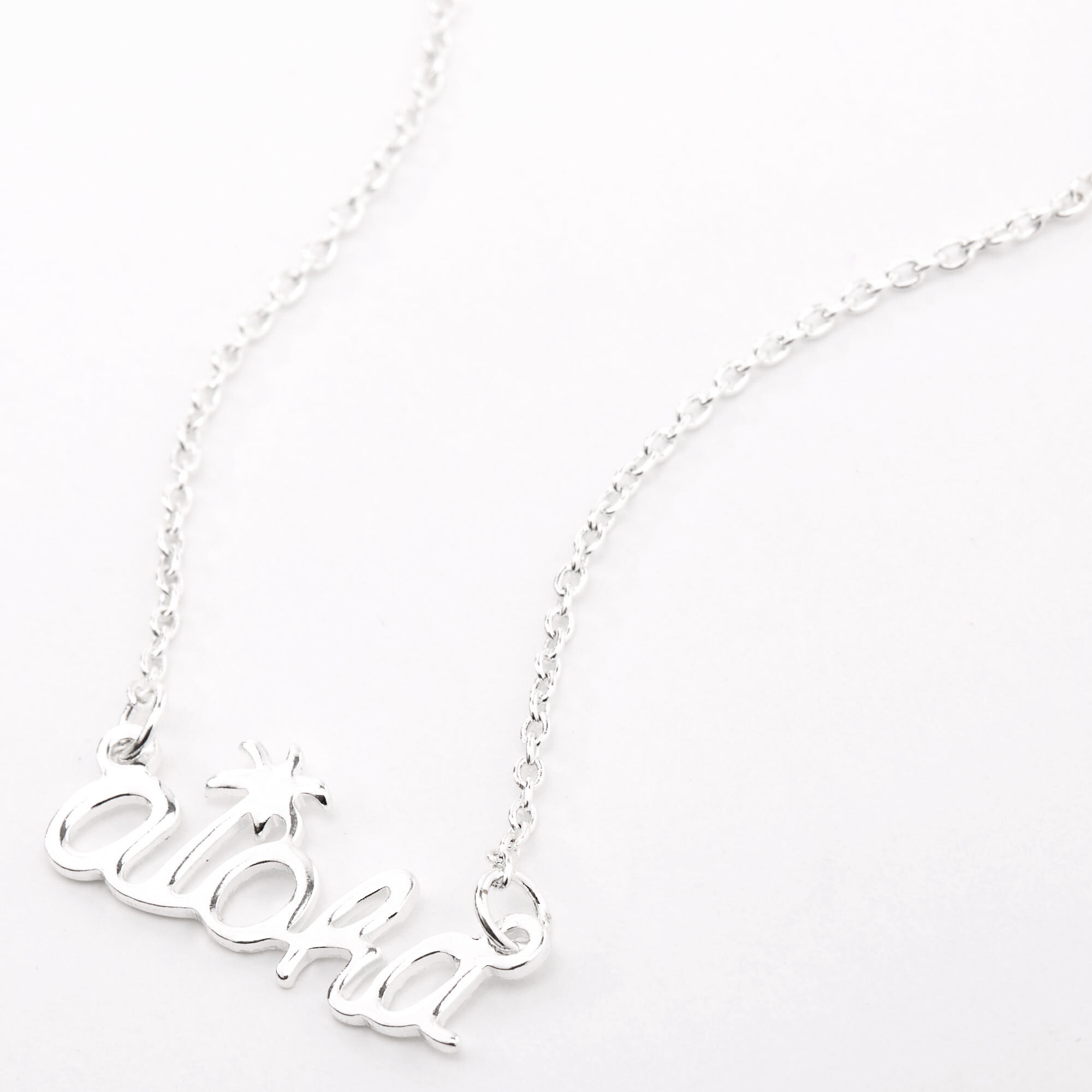 Silver Aloha Pendant Necklace,
