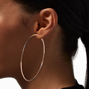 Rose Gold-tone Thin 75MM Hoop Earrings ,