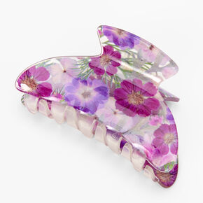 Transparent Purple Hibiscus Flower Hair Claw,