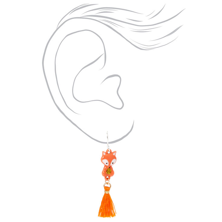 Silver-tone 1.5&quot; Farrah the Fox Tassel Drop Earrings - Orange,