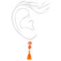 Silver-tone 1.5&quot; Farrah the Fox Tassel Drop Earrings - Orange,