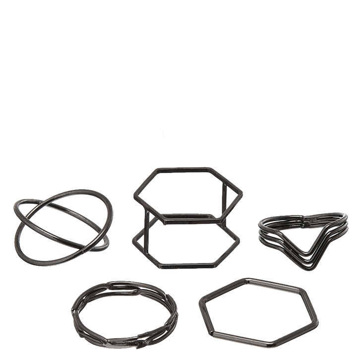 Lot de 5&nbsp;bagues g&eacute;om&eacute;triques de tailles vari&eacute;es,