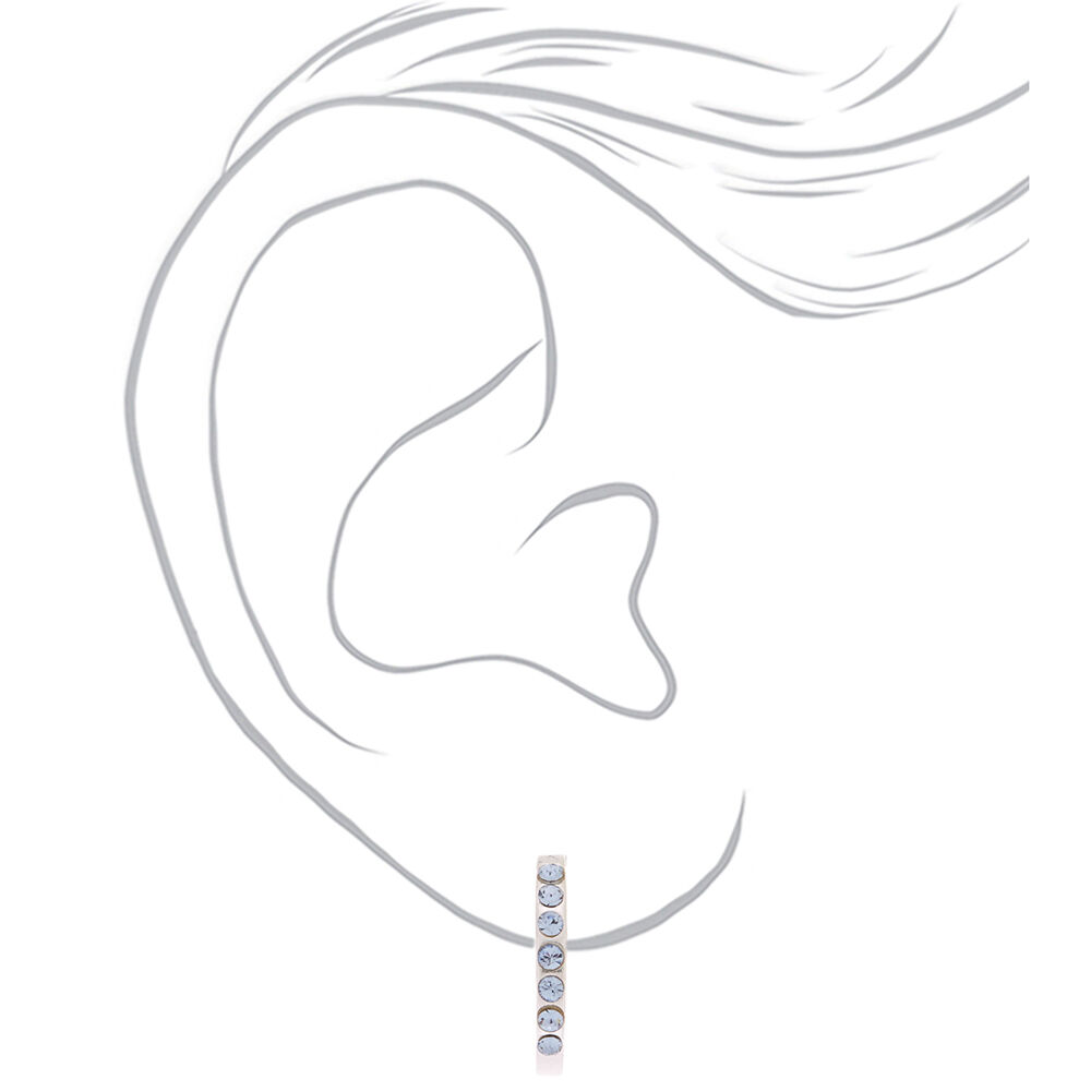 C LUXE by Claire's Sterling Silver Blue Ice Stone Half Hoop Earring,