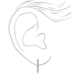 C LUXE by Claire&#39;s Sterling Silver Blue Ice Stone Half Hoop Earring,