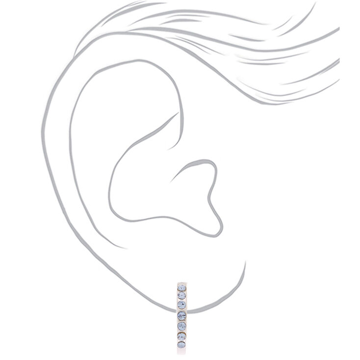 Sterling Silver Ice Stone Half Hoop Earrings - Blue,