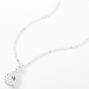 Silver-tone Cubic Zirconia Single Teardrop Rhinestone Pendant Necklace,