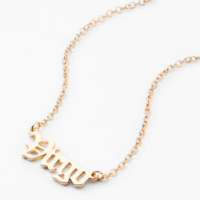Gold-tone Gothic Zodiac Pendant Necklace - Virgo,