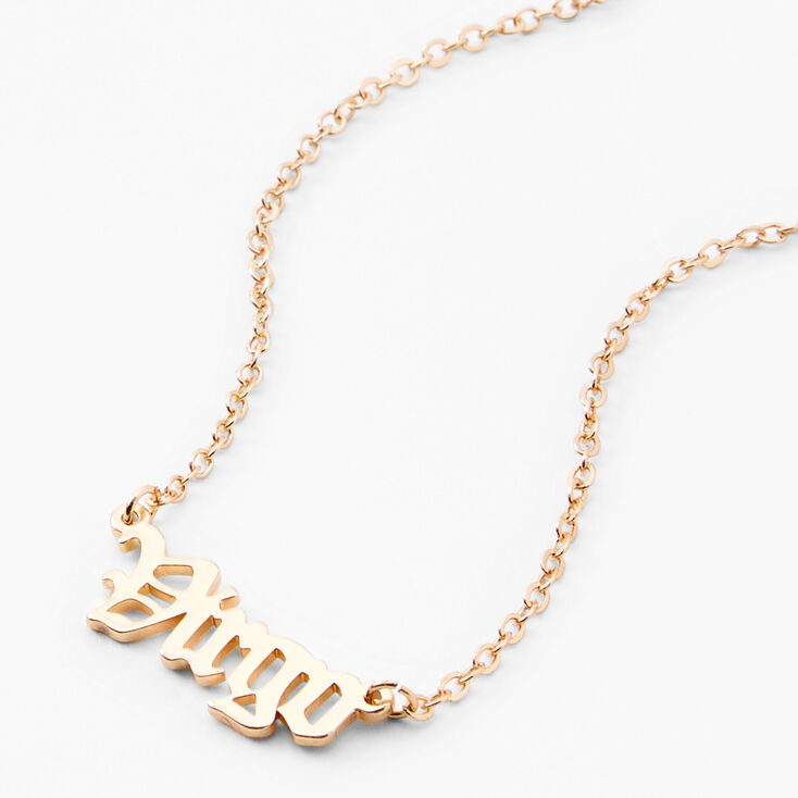 Gold Gothic Zodiac Pendant Necklace - Virgo,