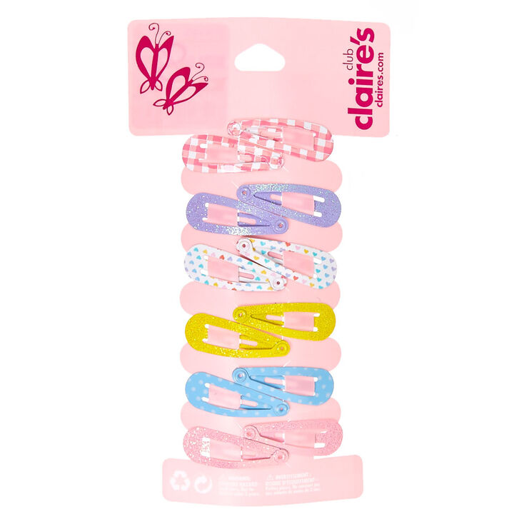 Claire&#39;s Club Pastel Glitter Mini Snap Hair Clips - 12 Pack,