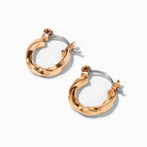 Gold-tone Twisted 10mm Mini Hoop Earrings,