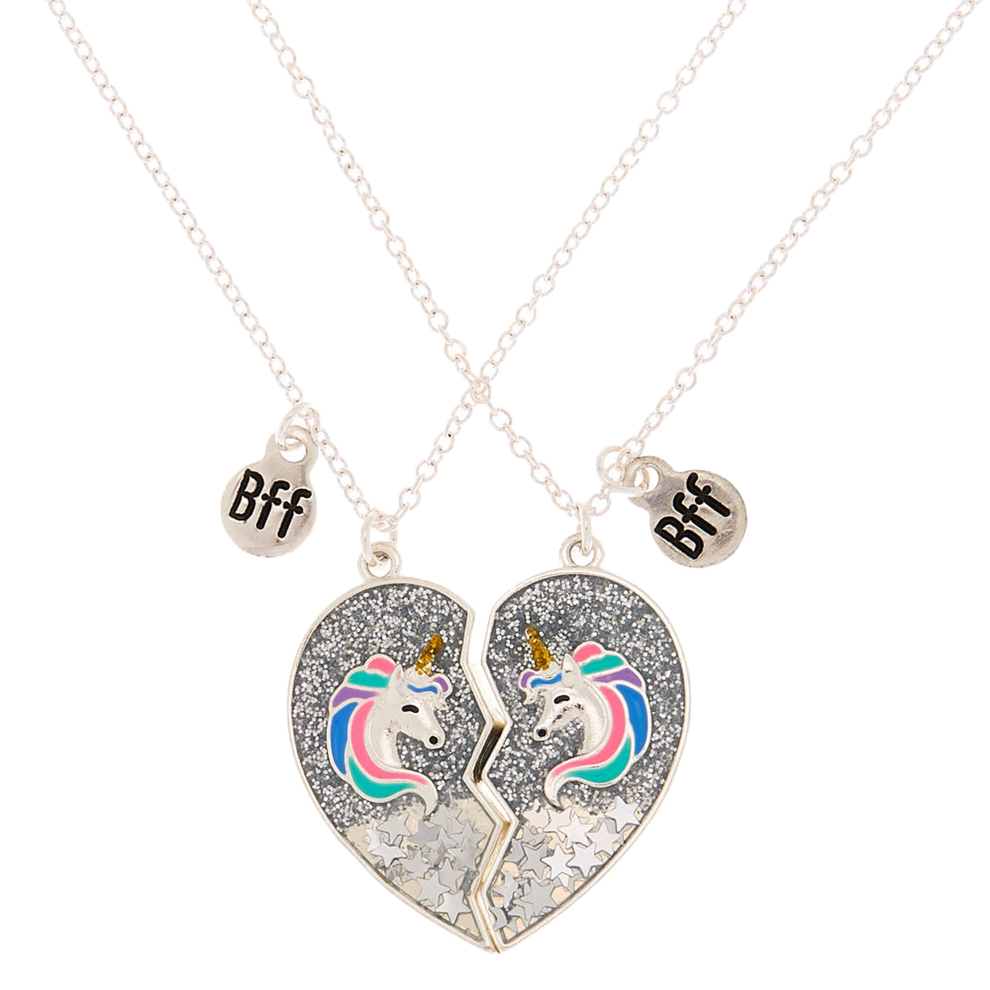 Best Friends Glitter Unicorn Pendant Necklaces - Silver, 2 Pack ...