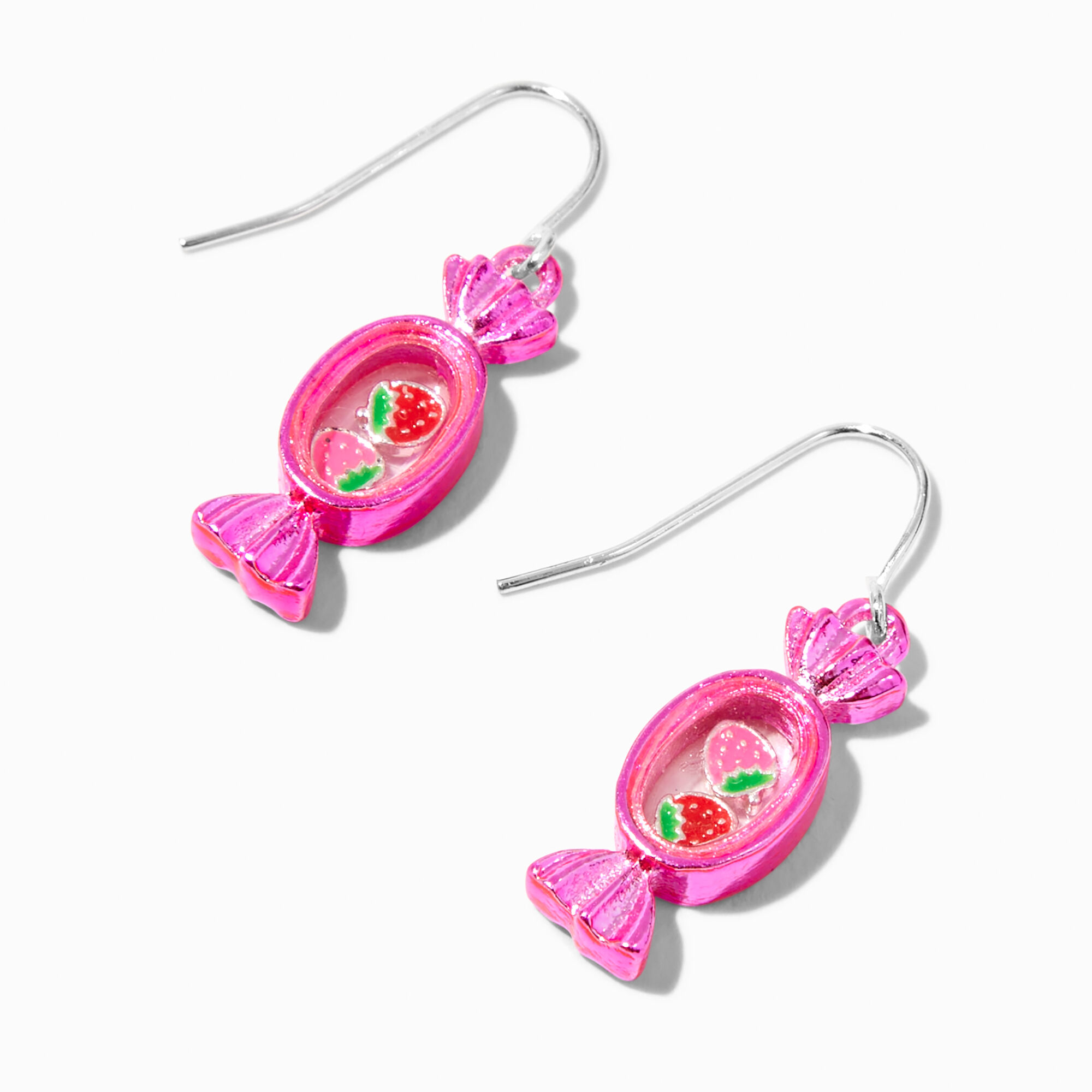 View Claires Strawberry Candy Shaker 1 Drop Earrings Pink information
