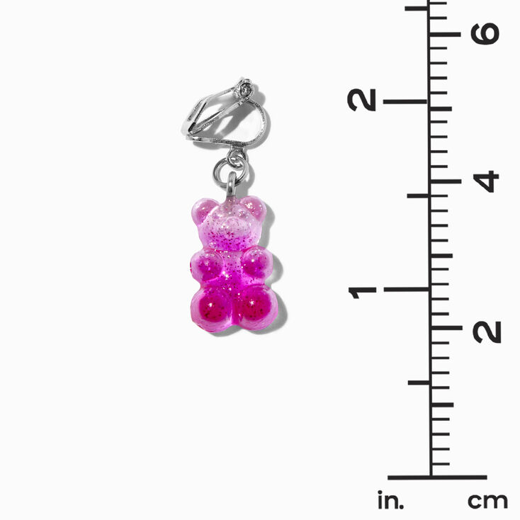 Pink Ombre Glitter Gummy Bears&reg; 0.75&quot; Clip-On Drop Earrings,